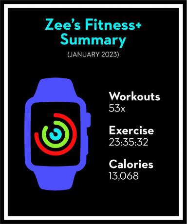 Grafický přehled fitness za leden 2023