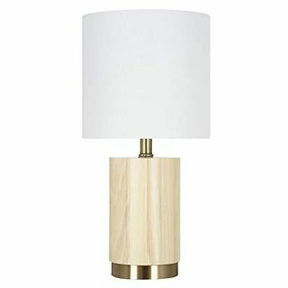 Nýtová skandinávská stolní lampa ze světlého dřeva