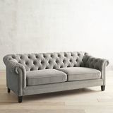 Kaede Gray Chesterfield Velvet Sofa